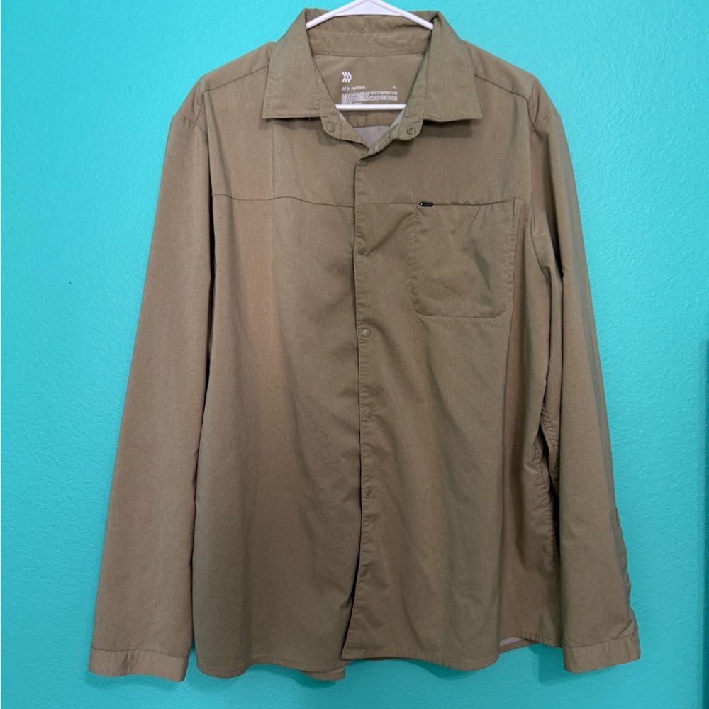 All in Motion Men's Olive Green Button-Up Shirt